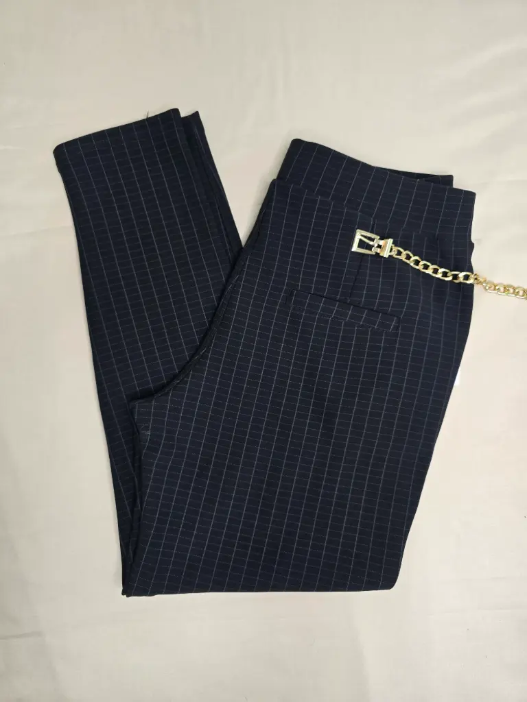 [pan006] Pantalon negro con rayas skinny Stretch talla M