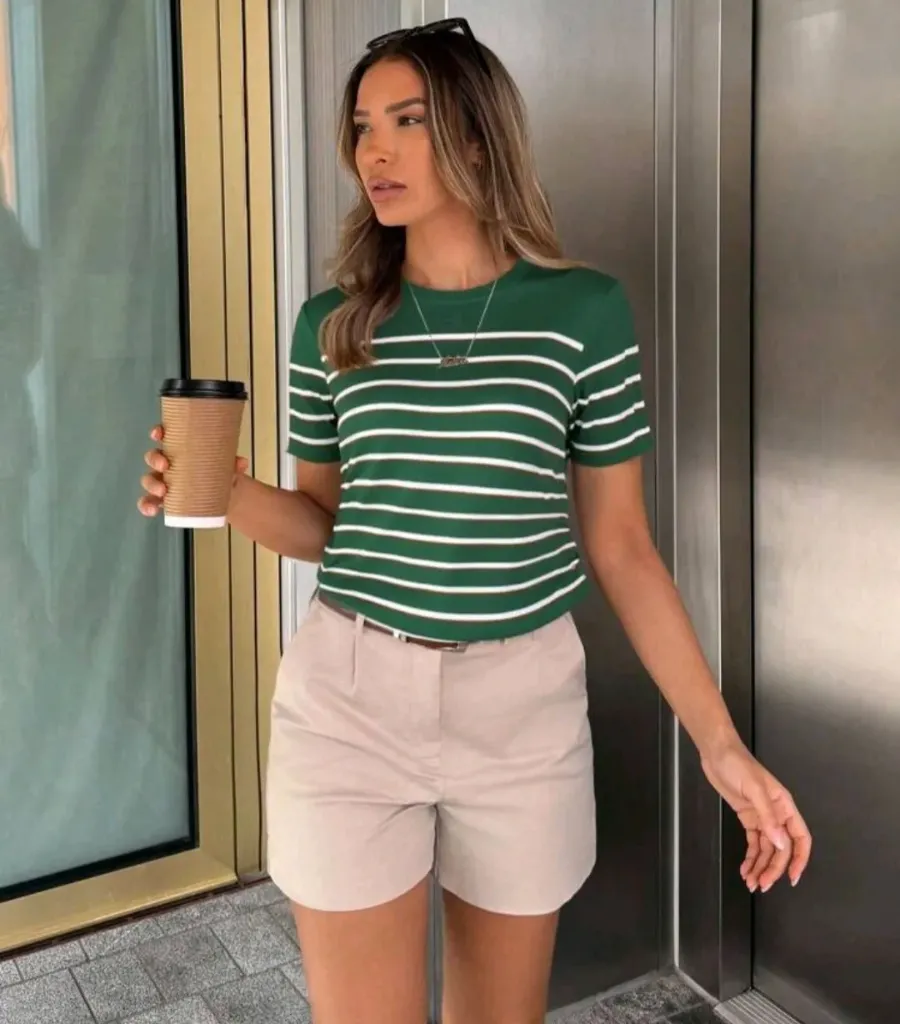 Camiseta casual color verde militar talla M 