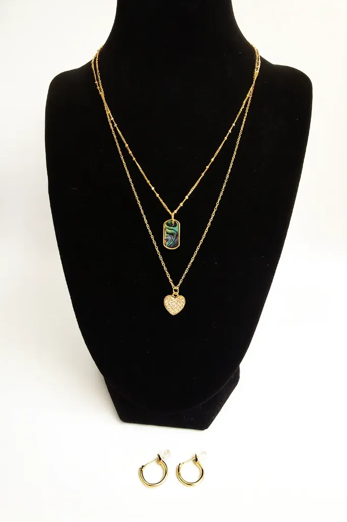 Collar doble Con circonia y aretes